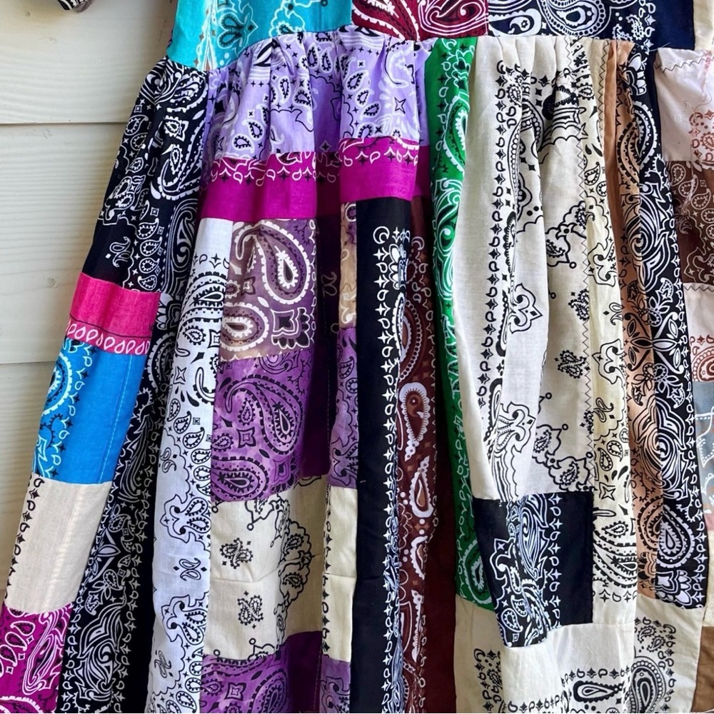 Handmade Rainbow Quilted Bandana Dress – SKU 03186 - Picture 9 of 10